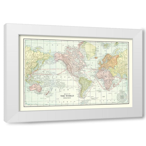 World - Cram 1898 White Modern Wood Framed Art Print by Cram