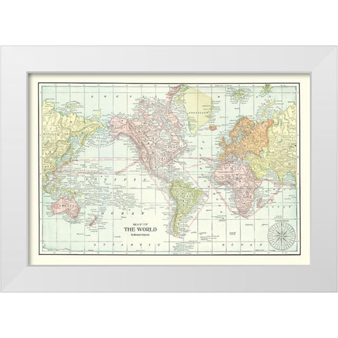 World - Cram 1898 White Modern Wood Framed Art Print by Cram