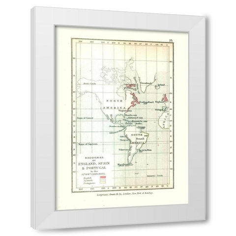 Discoveries England Spain Portugal - Gardiner 1902 White Modern Wood Framed Art Print by Gardiner