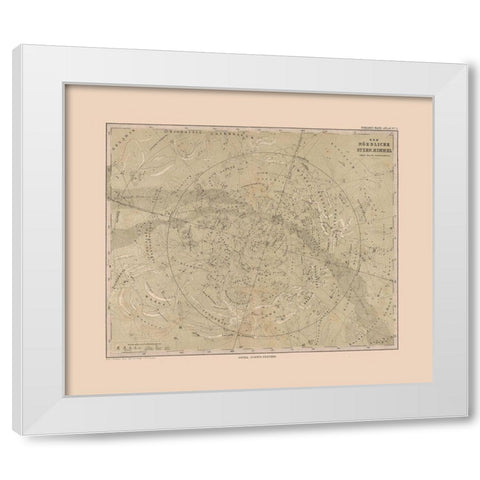 Northern Sky - Stieler 1885 White Modern Wood Framed Art Print by Stieler
