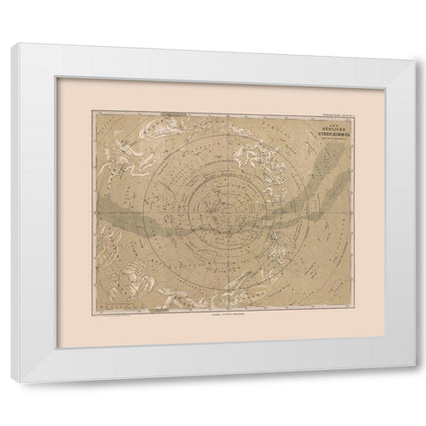 Southern Sky - Stieler 1885 White Modern Wood Framed Art Print by Stieler