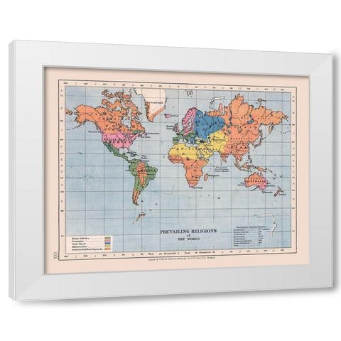 World Religions - Case 1878 White Modern Wood Framed Art Print by Case