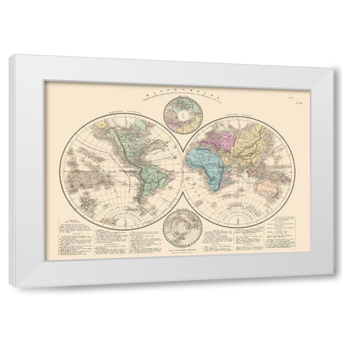 World - Drioux 1882 White Modern Wood Framed Art Print by Drioux