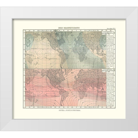 Earth Magnetism - Perthes 1914 White Modern Wood Framed Art Print by Perthes
