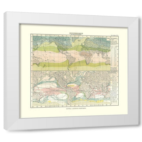 Isotherm Ocean Currents - Perthes 1914 White Modern Wood Framed Art Print by Perthes