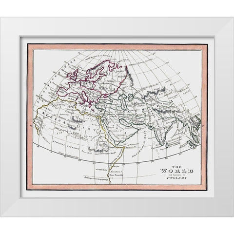 World as known to Ptolemy - Fenner 1830 White Modern Wood Framed Art Print by Fenner