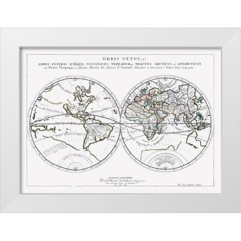 Old World New World - Sanson 1641 White Modern Wood Framed Art Print by Sanson