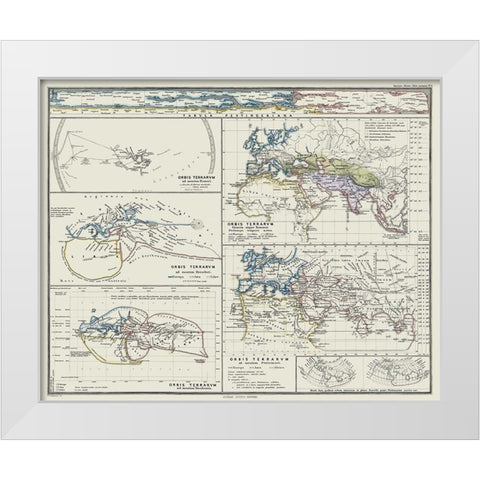 World as seen by Ancients - Spruner 1865 White Modern Wood Framed Art Print by Spruner