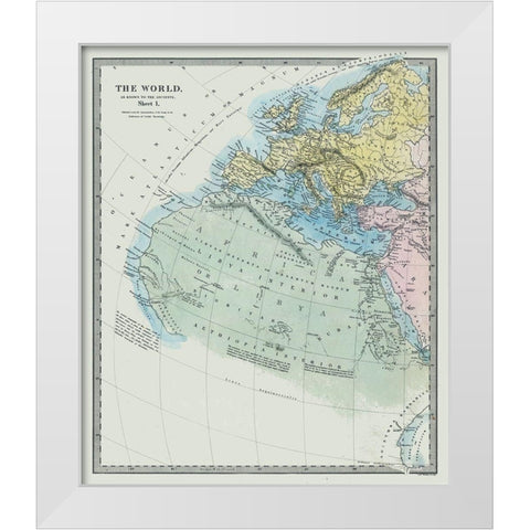 World known to Ancients Europe Africa White Modern Wood Framed Art Print by Chapman