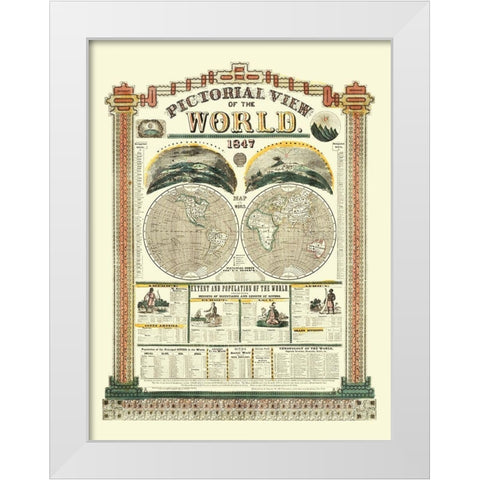 World Pictorial View - Phelps 1847 White Modern Wood Framed Art Print by Phelps