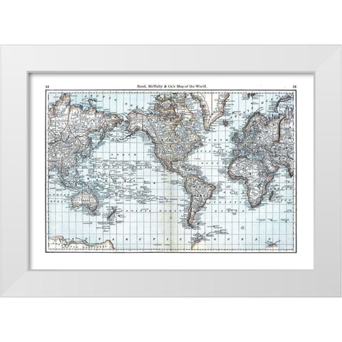 World - Rand McNally White Modern Wood Framed Art Print by Rand McNally