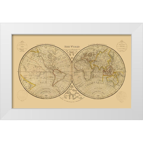 World Hemispheres White Modern Wood Framed Art Print by Unknown