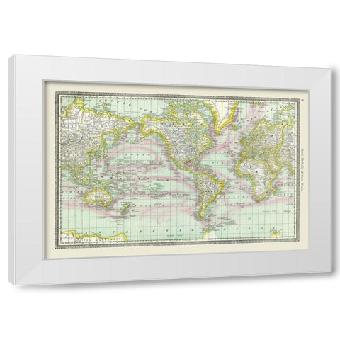 World - Rand McNally White Modern Wood Framed Art Print by Rand McNally