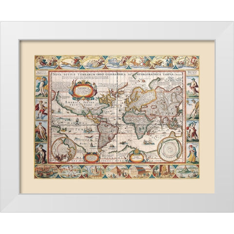 World - Blaeu White Modern Wood Framed Art Print by Blaeu