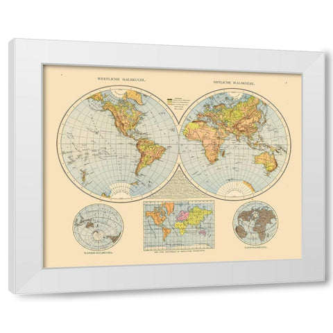 Eastern Western Hemispheres White Modern Wood Framed Art Print by Unknown