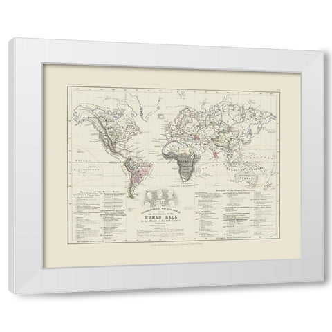 Human Races 19th Century - Petermann White Modern Wood Framed Art Print by Petermann