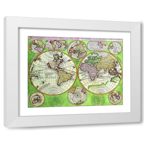 World Continents - Coronelli 1742 White Modern Wood Framed Art Print by Coronelli