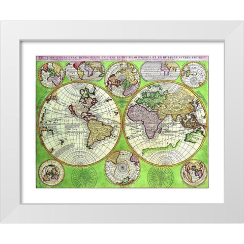 World Continents - Coronelli 1742 White Modern Wood Framed Art Print by Coronelli