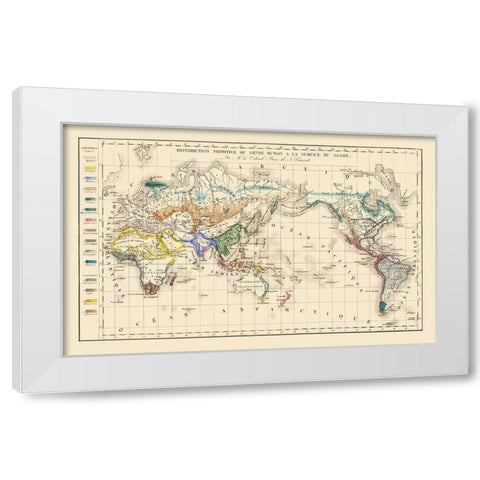 Distribution of People Globe - Vincent White Modern Wood Framed Art Print by Vincent