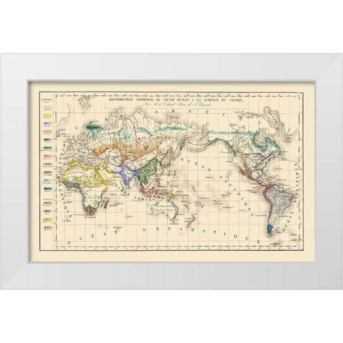 Distribution of People Globe - Vincent White Modern Wood Framed Art Print by Vincent