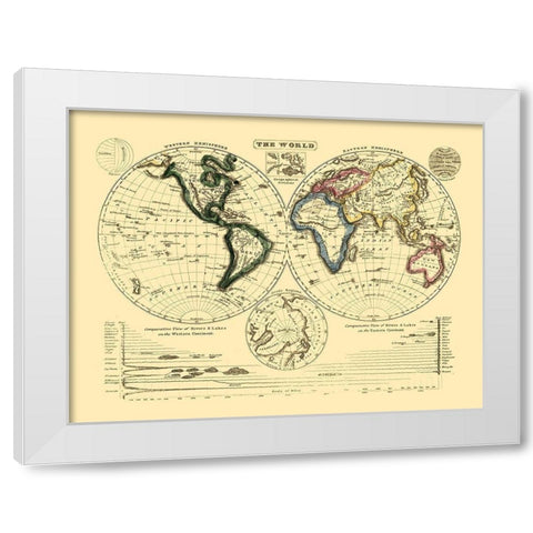 Geographical Divisions World White Modern Wood Framed Art Print by Unknown
