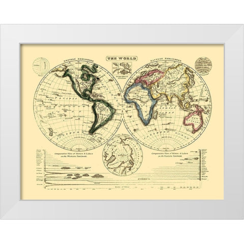 Geographical Divisions World White Modern Wood Framed Art Print by Unknown
