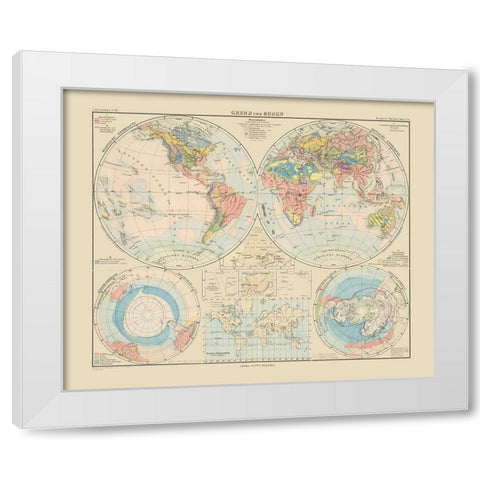 World - Perthes 1892 White Modern Wood Framed Art Print by Perthes