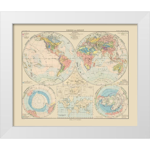 World - Perthes 1892 White Modern Wood Framed Art Print by Perthes