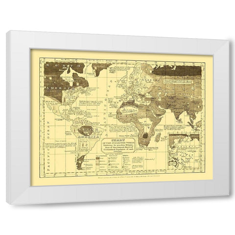 Inhabited World Religion - Woodbridge 1821 White Modern Wood Framed Art Print by Woodbridge