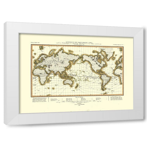 Isodynamic Lines 1790 to 1830 World - Perthes 1837 White Modern Wood Framed Art Print by Perthes