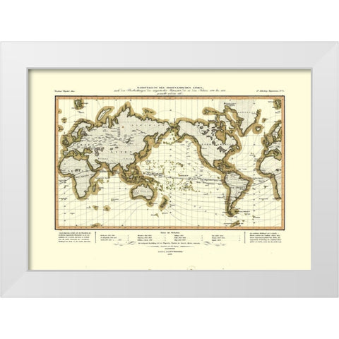 Isodynamic Lines 1790 to 1830 World - Perthes 1837 White Modern Wood Framed Art Print by Perthes