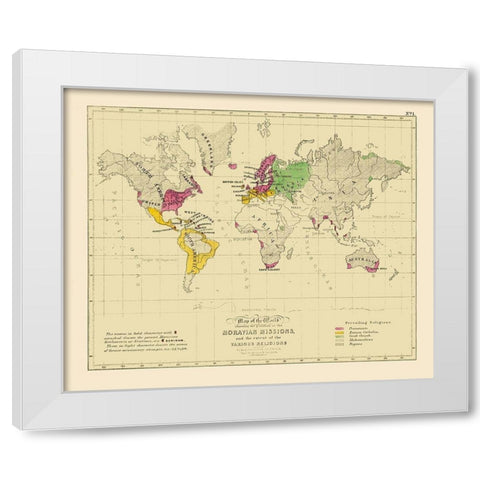 Moravian Missions Various Religions White Modern Wood Framed Art Print by Petermann