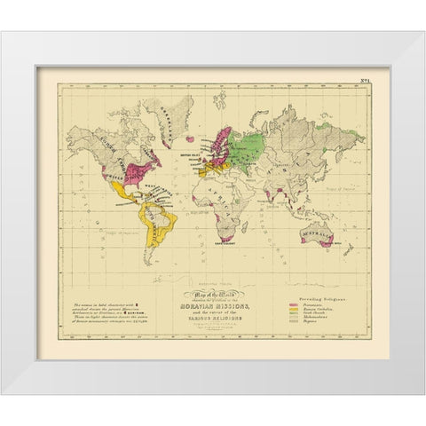 Moravian Missions Various Religions White Modern Wood Framed Art Print by Petermann