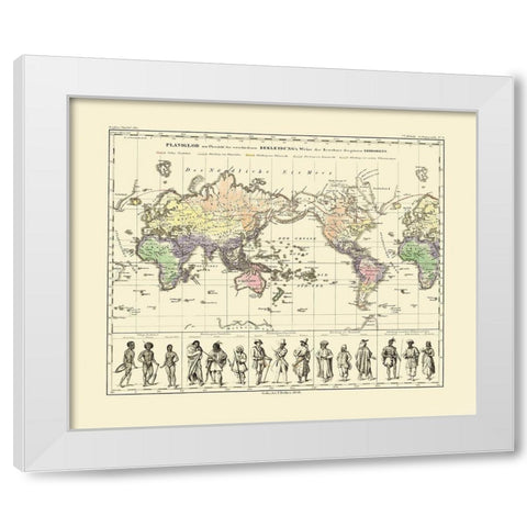 World People Clothing - Perthes 1848 White Modern Wood Framed Art Print by Perthes