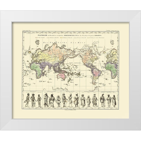 World People Clothing - Perthes 1848 White Modern Wood Framed Art Print by Perthes