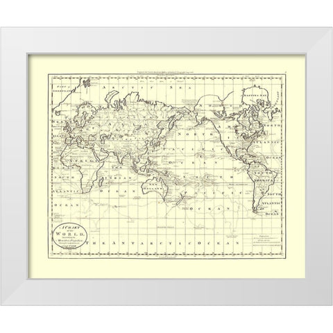 World Captain Cook Discoveries White Modern Wood Framed Art Print by Unknown