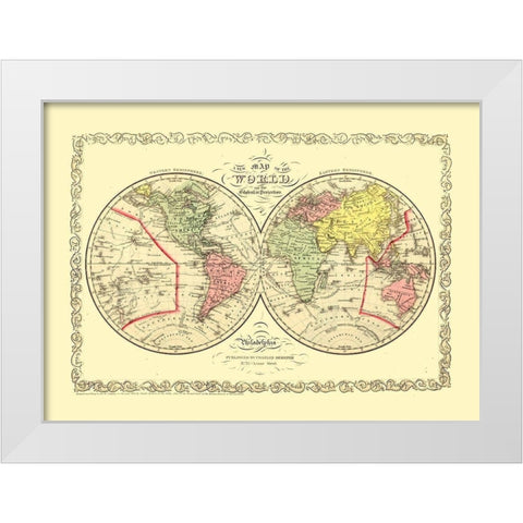 Globular Projection - Desilver 1856 White Modern Wood Framed Art Print by Desilver