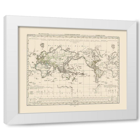 Indo Germans Semites World - Perthes 1846 White Modern Wood Framed Art Print by Perthes