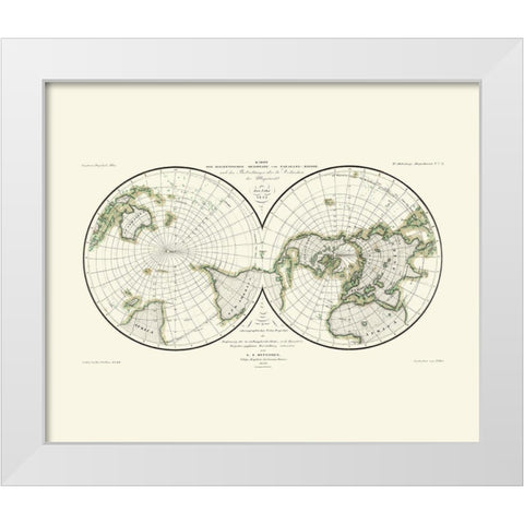 Magnetic Meridians Parallel Circuits White Modern Wood Framed Art Print by Duperrey