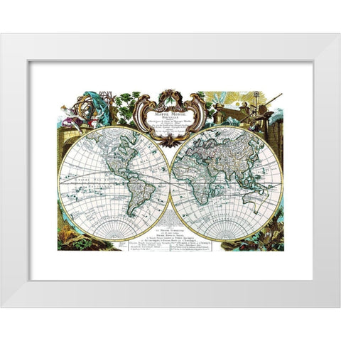 World - Fleuri 1744 White Modern Wood Framed Art Print by Fleuri
