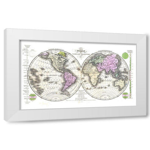 Globular Projection - Robinson 1829 White Modern Wood Framed Art Print by Robinson