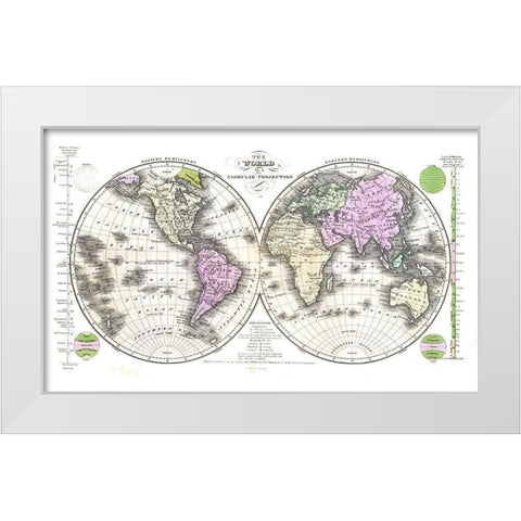 Globular Projection - Robinson 1829 White Modern Wood Framed Art Print by Robinson