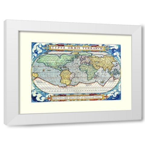 World - Ortelius White Modern Wood Framed Art Print by Ortelius