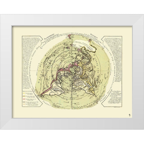 World Planisphere Physical - De Lisle 1756 White Modern Wood Framed Art Print by De L''isle