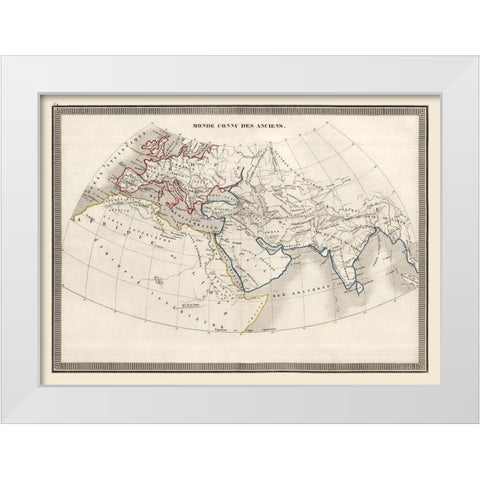 World as Known to Ancients - Monin 1839 White Modern Wood Framed Art Print by Monin
