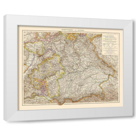 Wurtemberg Bavaria Germany - Andree 1895 White Modern Wood Framed Art Print by Andree