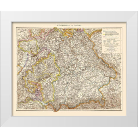 Wurtemberg Bavaria Germany - Andree 1895 White Modern Wood Framed Art Print by Andree