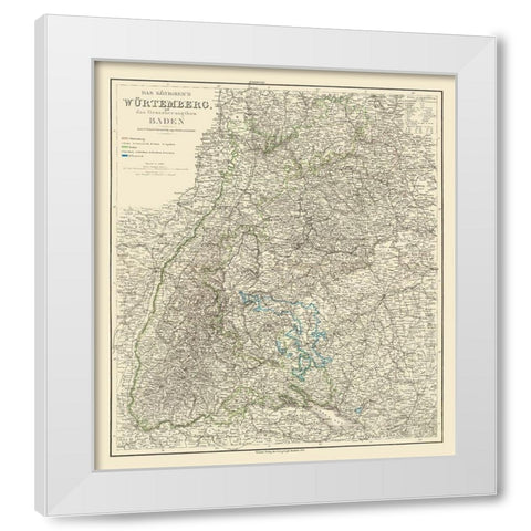 Wurtemberg Germany - Weiland 1856 White Modern Wood Framed Art Print by Weiland