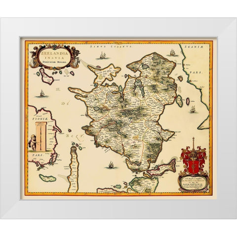 Denmark - Blaeu 1662 White Modern Wood Framed Art Print by Blaeu