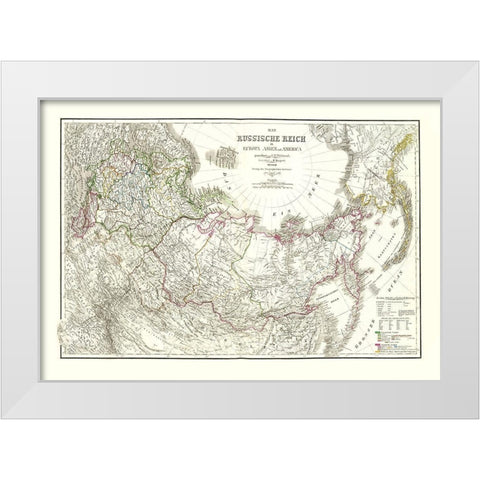 Russian Empire Europe Asia America - Weimer 1855 White Modern Wood Framed Art Print by Weimer